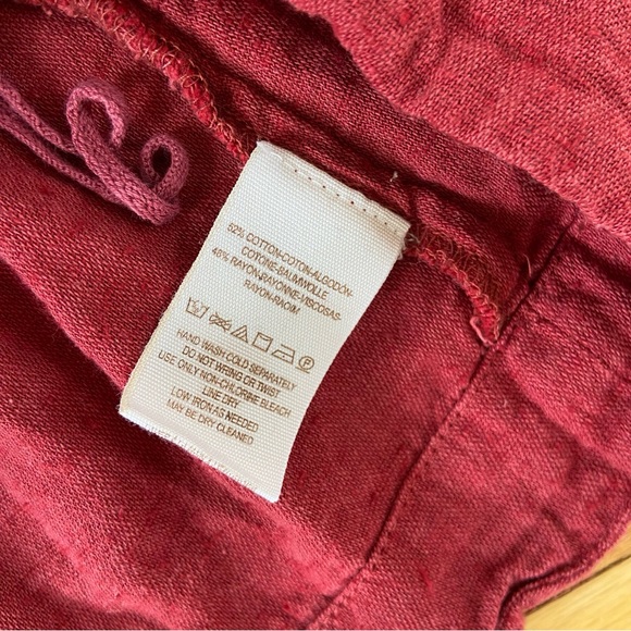 Free People Red Clay Henley crop ruffle deep V half sleeve top shirt medium - Picture 7 of 11